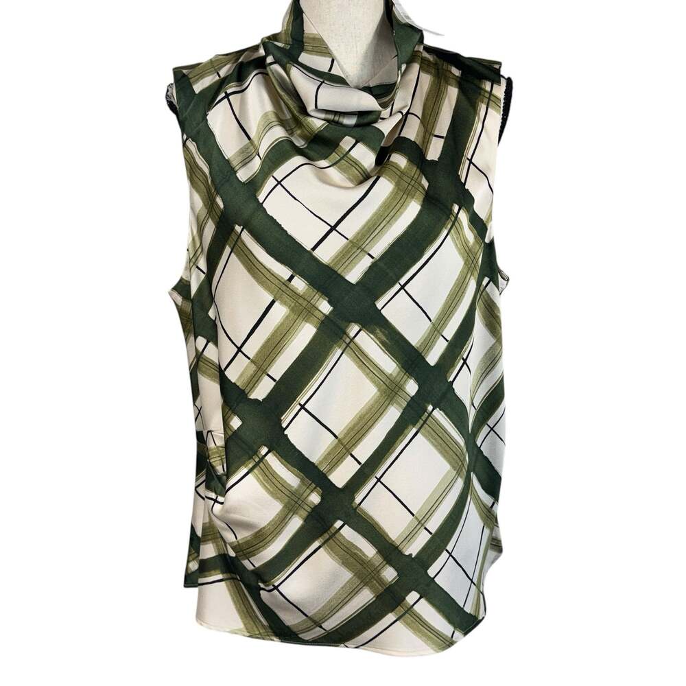 Ann Taylor X-Large Top Cowl Neck Sleeveless Shiny Rear Keyhole Lightweight Multi